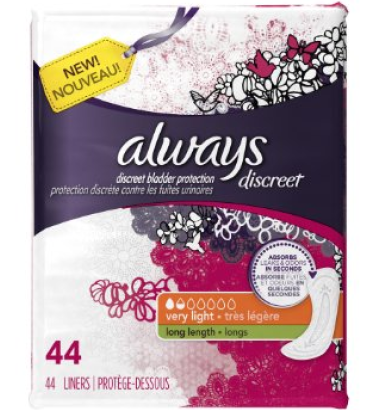 $1.89 (Reg $6) Always Discreet Liners at Kroger Affiliate Stores