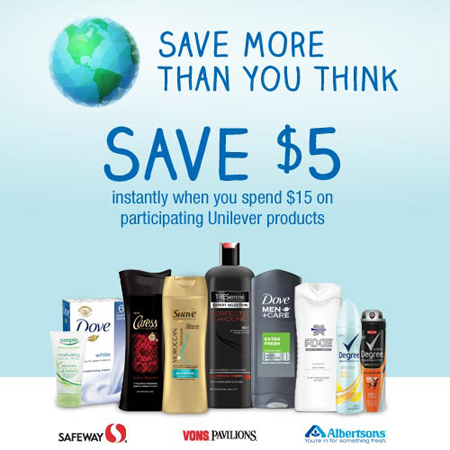 $5 Off $15 Unilever Products at Albertsons, Safeway & Vons