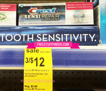 $2.34 (Reg $6) Crest Sensi Toothpaste + Free Sensi Strips at Walgreens