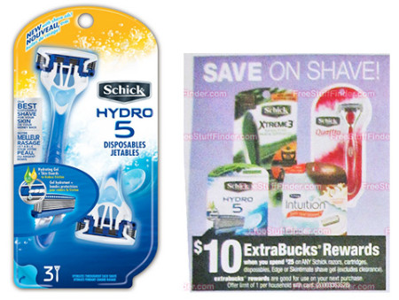 $1.39 (Reg $13) Schick Hydro 5 Razors at CVS