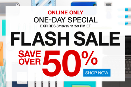 50% Off or More Flash Sale at Office Depot (8/18 Only)