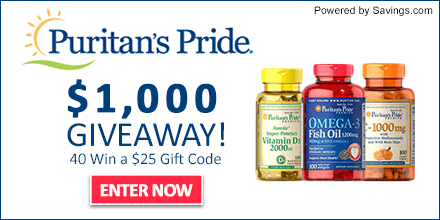 Win $25 Puritan's Pride Gift Code (40 Winners!)
