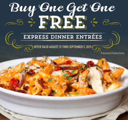 Buy 1 Get 1 FREE Express Lunch Coupon at Macaroni Grill