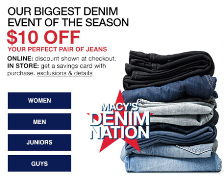 *HOT* $10 Off Select Jeans + Extra 15% Off + Free Pickup