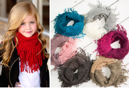 *HOT* $4.99 (Reg $10) Kids Izzy Fringe Infinity Scarves
