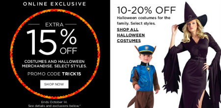 15% Off Halloween Costumes & Decor at Kohl's