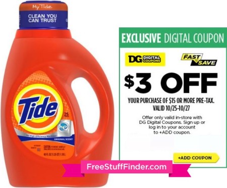 $1 (Reg $6) Tide Detergent at Dollar General