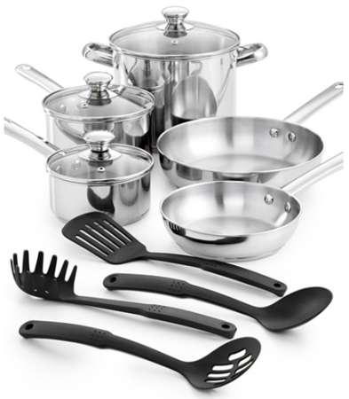 $29.99 (Reg $120) Stainless Steel 12-Piece Cookware Set