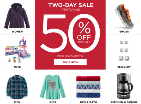 *HOT* 50% Off Specials Two Day Sale at Kohl’s (Through 11/19)