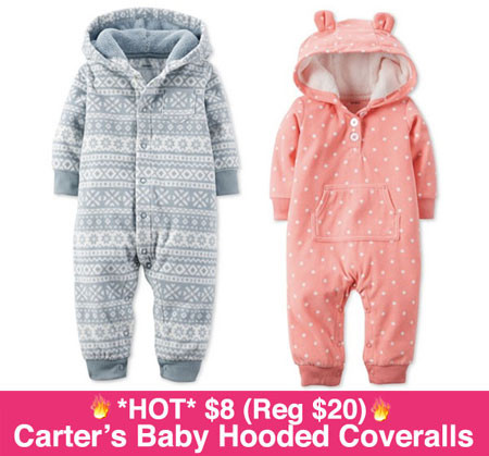 *HOT* $8 (Reg $20) Carter's Baby Hooded Coveralls