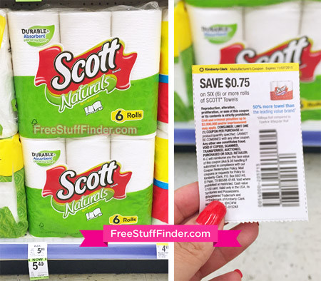 $0.56 Per Roll Scott Naturals Paper Towels at Walgreens