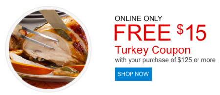 Free $15 Turkey Coupon w/ $125 Purchase at Office Depot