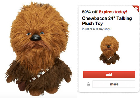 *HOT* 50% Off Chewbacca Talking Plush Toy Cartwheel (11/7)