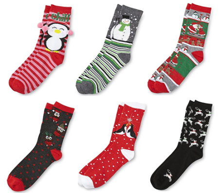 $2 (Reg $4) Joe Boxer Women's Christmas Socks + Free Pickup