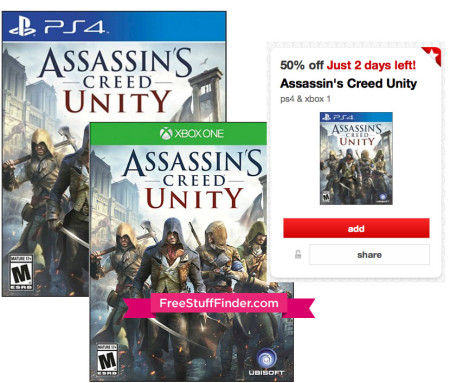 50% Off Assassin’s Creed Unity Game Cartwheel Offer (Xbox One & PS4)