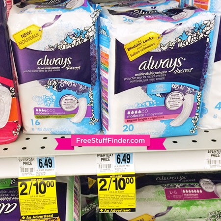 $2 (Reg $6.49) Always Discreet Pads at Rite Aid