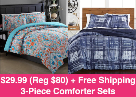 $29.99 (Reg $80) 3-Piece Comforter Set + Free Shipping