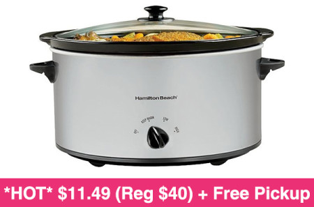 *HOT* $8.99 (Reg $40) Hamilton Beach Slow Cooker + Free Pickup