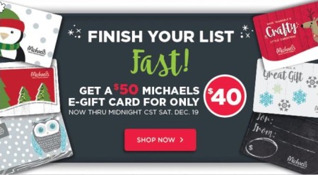 *HOT* $40 for $50 Michaels Gift Card