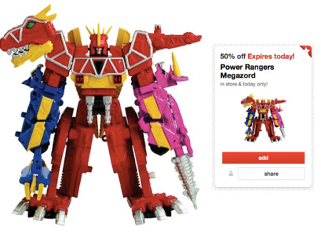 50% Off Power Rangers Megazord Cartwheel Offer (12/1 Only)