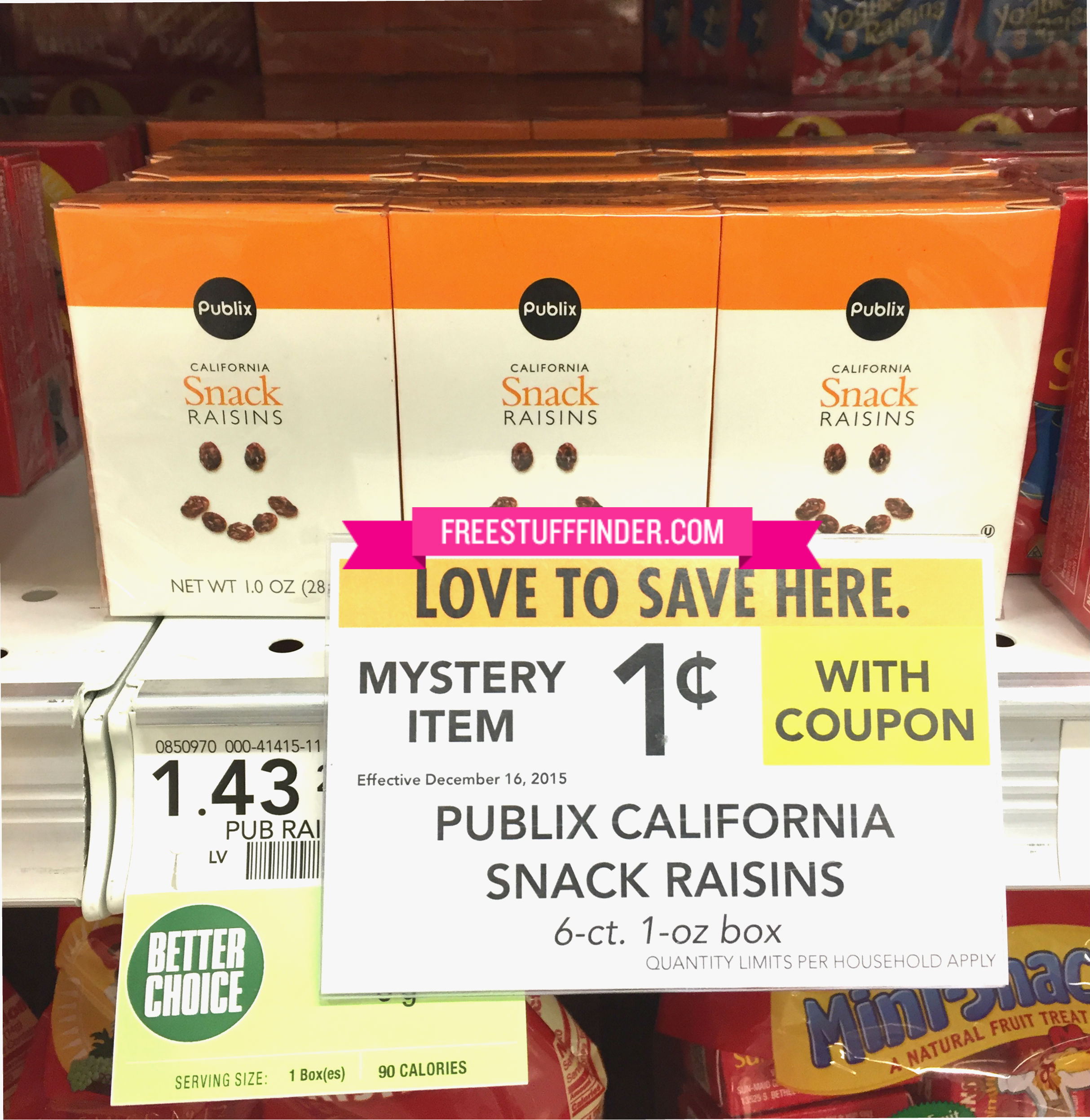 publix california snack raisins