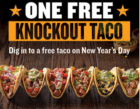 Free Knockout Taco at Qdoba on 1/1