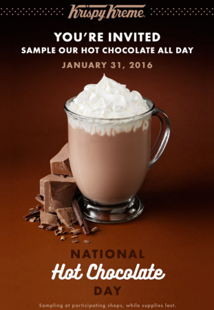 *HOT* FREE Sample Hot Chocolate at Krispy Kreme (Today Only)