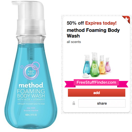 50% Off Method Foaming Body Wash Cartwheel Offer (1/2 Only)