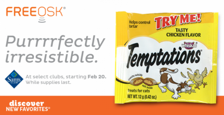 Free Sample Temptations Cat Treats (Select Sam's Clubs)