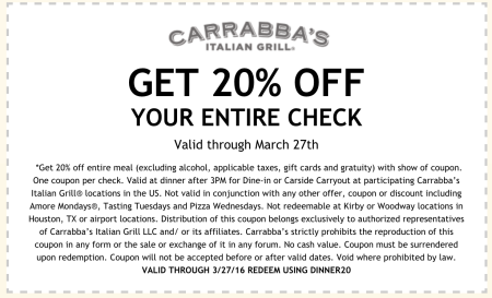 Carrabba's coupon