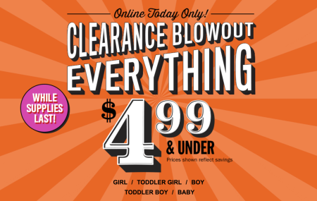 *HOT* $4.99 & Under Clearance + Free Shipping at The Children's Place (Today Only)