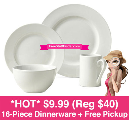 $9.99 (Reg $40) 16-Pc Dinnerware + Free Store Pickup