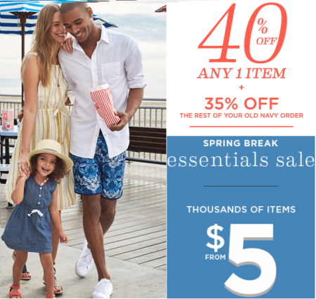 *HOT* 40% Off 1 Item + 35% Off Rest Of Purchase at Old Navy