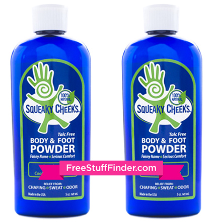 Free Sample Squeaky Cheeks Talc-Free Body & Foot Powder