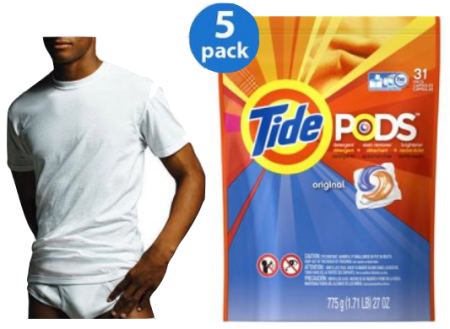 *HOT* $11.94 Men's 5-Pk Shirts & Tide Pods (31ct) + Free Pickup