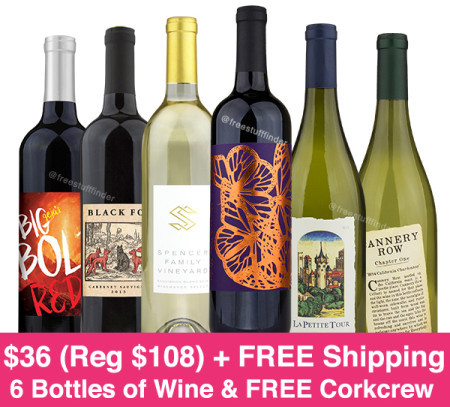 *HOT* $36 (Reg $107) for 6 Bottles of Wine + FREE Shipping