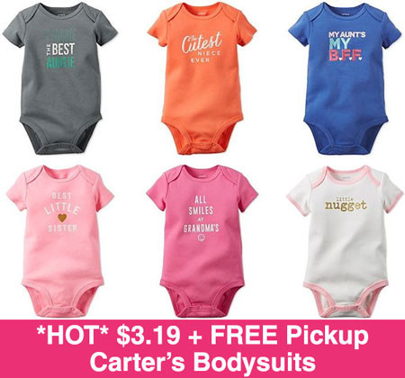 *HOT* $3.19 (Reg $12) Carter’s Bodysuits + FREE Pickup