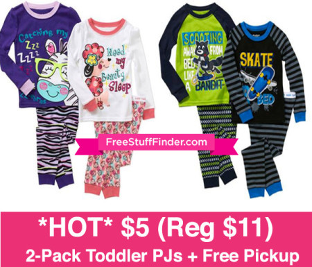 *HOT* $5 (Reg $11) 2-Pack Toddler Pajamas + Free Pickup