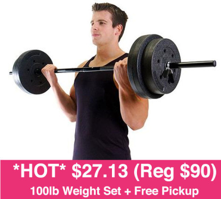 $27.13 (Reg $90) Gold's Gym 100lb Weight Set + Free Pickup