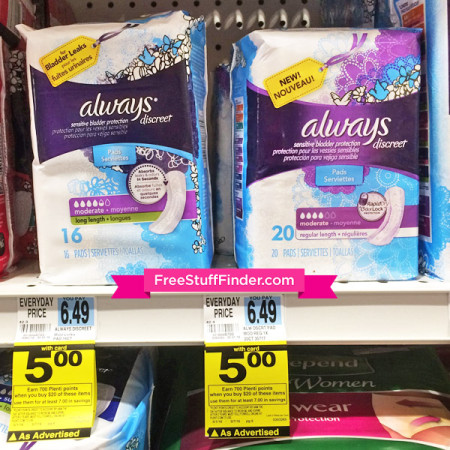 $1.25 (Reg $6.49) Always Discreet Pads at Rite Aid