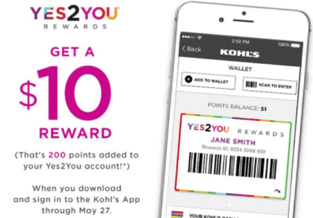 Possible FREE $10 Reward w/ Kohl’s App Download & Purchase (Yes2You Rewards)