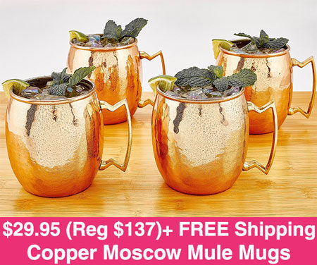 $29.95 (Reg $137) Copper Moscow Mule Mugs (4pk) + FREE Shipping