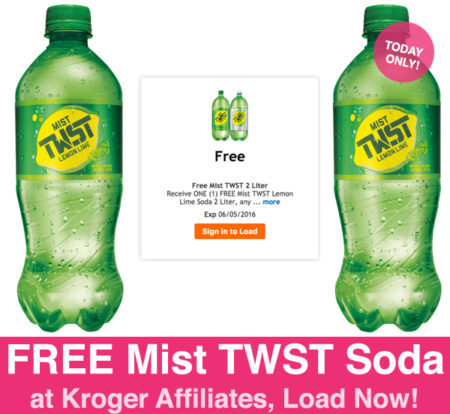 Kroger Friday Freebie: FREE Mist TWST 2-L Soda (5/20)