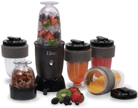 Elite Cuisine 17-Piece Personal Drink Blender with (4) 16-oz Travel-Cups