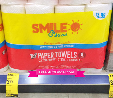 $0.50 per roll Smile & Save Paper Towels at Walgreens