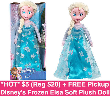 *HOT* $5 (Reg $20) Frozen Elsa Plush Doll + FREE Pickup