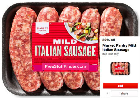 50% Off Market Pantry Mild Italian Sausage Cartwheel Offer