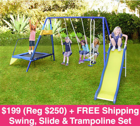 $199 (Reg $250) Swing, Slide & Trampoline Set + FREE Shipping