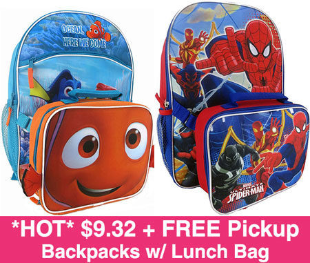 *HOT* $9.32 (Reg $30) Backpacks w/ Lunch Bag + FREE Pickup