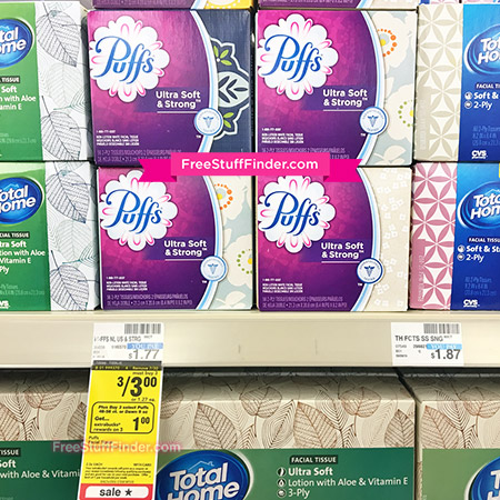 $0.63 (Reg $2) Puffs Facial Tissue at CVS